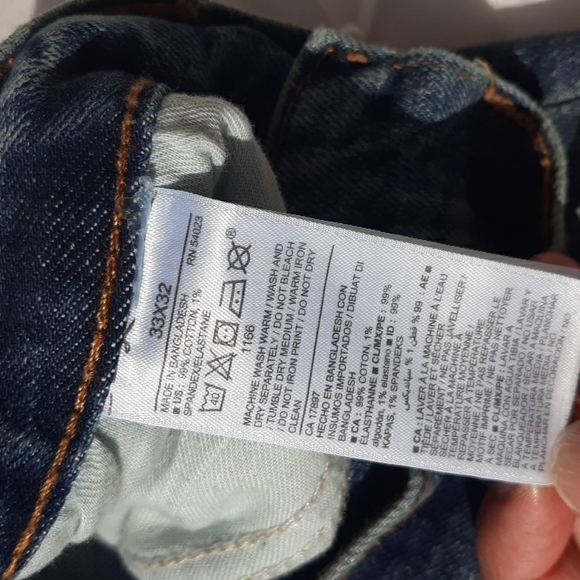 Old Navy Slim Built In Tough Flex 33x32 Distressed Plaid Patchwork Blue Jeans - Picture 17 of 17